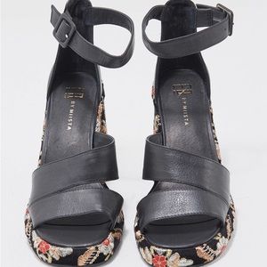 E8 by Miista Embroidered Block Heel Sandal